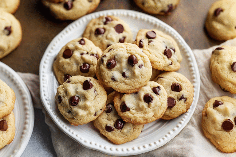 cottage cheese chocolate chip cookies with regular flour on rustic plate