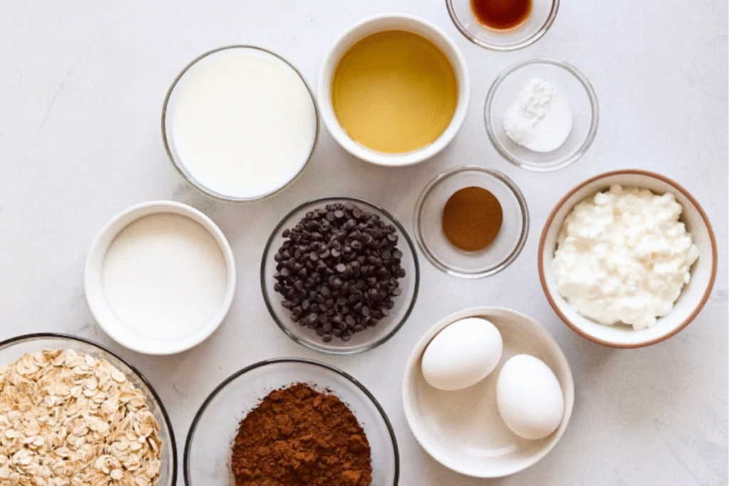 Ingredients of Chocolate Cottage Cheese Muffins